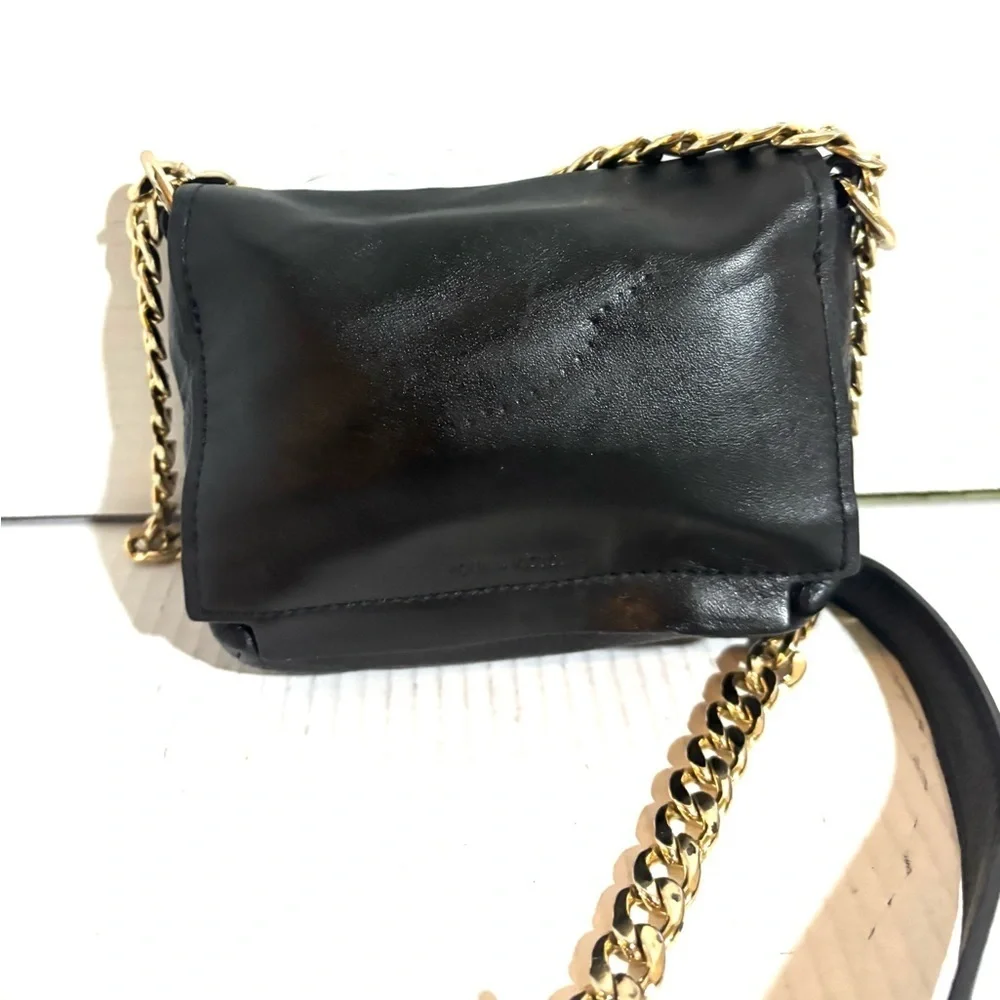 Pour La Victoire Black Crossbody Bag with Gold Chain